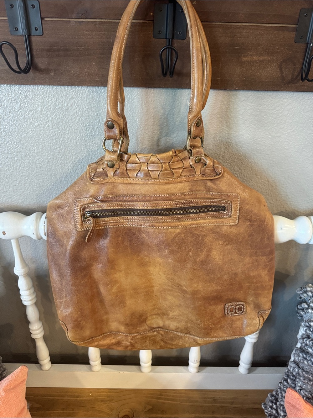 Bed Stu EUC Leather Tote Handbag in Distressed Tan